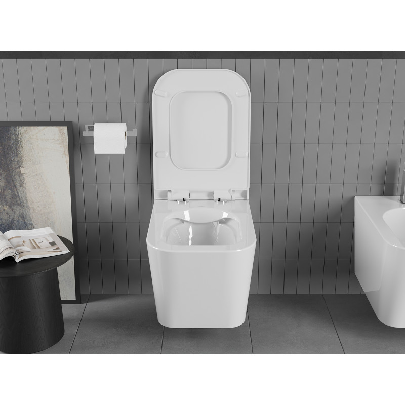 Mexen Teo Randlose WC-Schüssel mit langsam schließendem Slim-Deckel, Duroplast, glänzend weiß - 30850700
