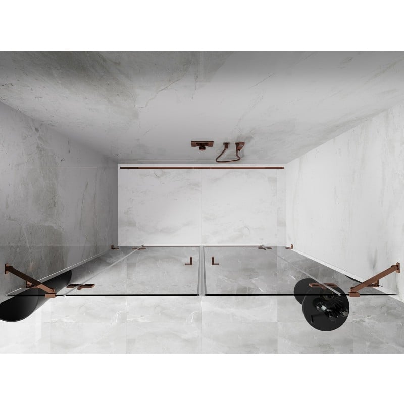 Mexen Lunar Duo Duschflügeltür 200 cm, transparent, Roségold - 834D-200-000-60-00
