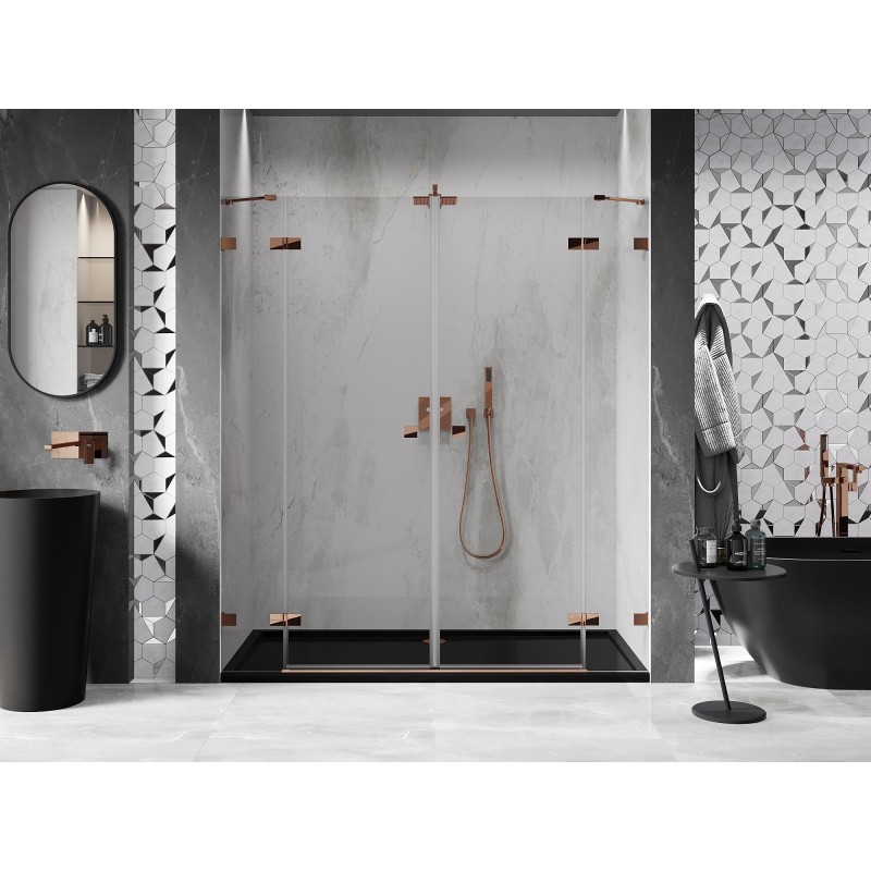 Mexen Lunar Duo Duschflügeltür 200 cm, transparent, Roségold - 834D-200-000-60-00