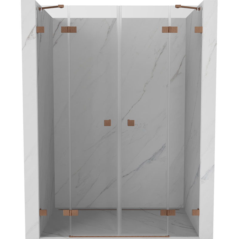 Mexen Lunar Duo Duschtüren Schwenkbar 140 cm, transparent, gebürstetes Kupfer - 834D-140-000-65-00