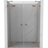 Mexen Lunar Duo Duschtüren Schwenkbar 140 cm, transparent, gebürstetes Kupfer - 834D-140-000-65-00