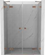 Mexen Lunar Duo Duschdrehtüren 150 cm, transparent, gebürstetes Kupfer - 834D-150-000-65-00