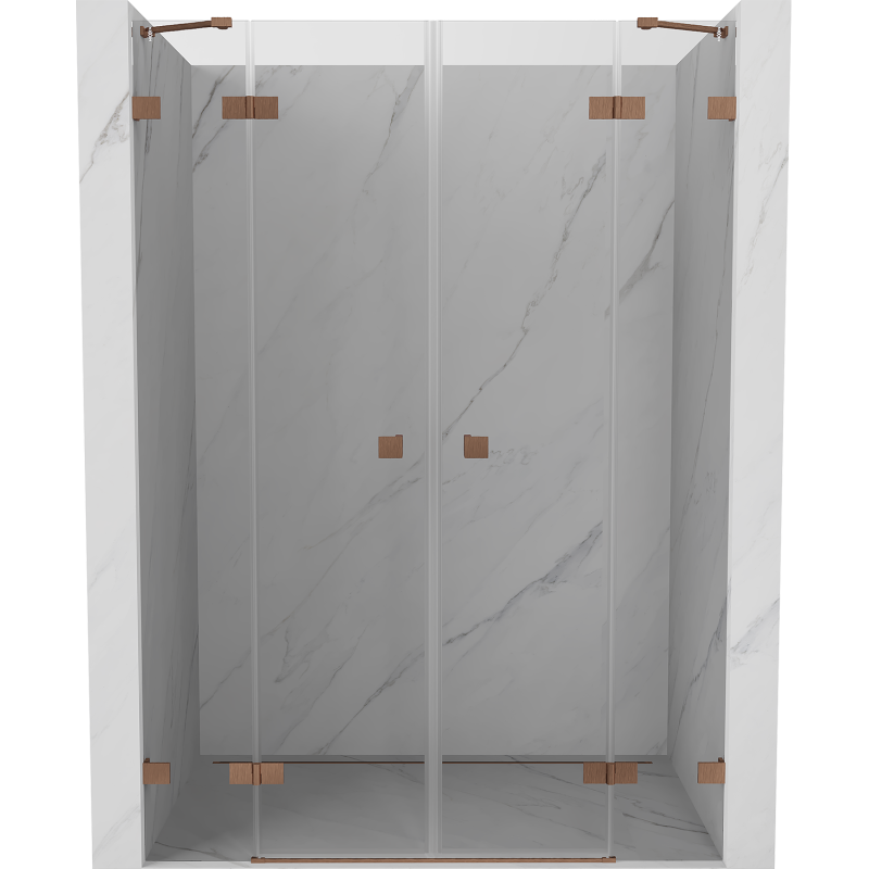 Mexen Lunar Duo Duschschwingtüren 160 cm, transparent, gebürstetes Kupfer - 834D-160-000-65-00