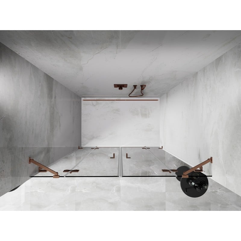 Mexen Lunar Duo-Pendeltür für Dusche 170 cm, transparent, gebürstetes Kupfer - 834D-170-000-65-00