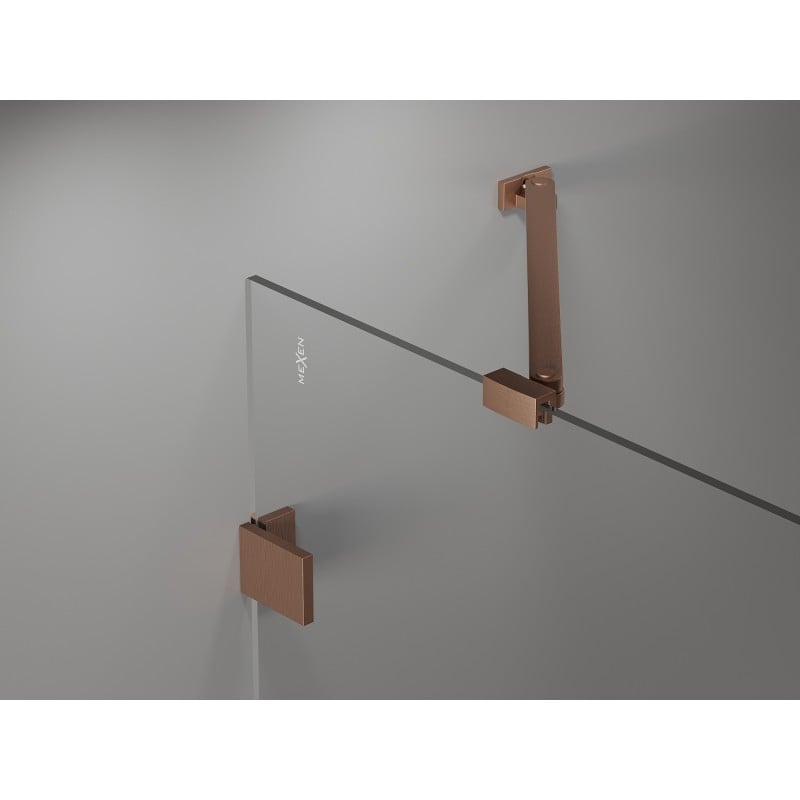Mexen Lunar Duo-Pendeltür für Dusche 170 cm, transparent, gebürstetes Kupfer - 834D-170-000-65-00