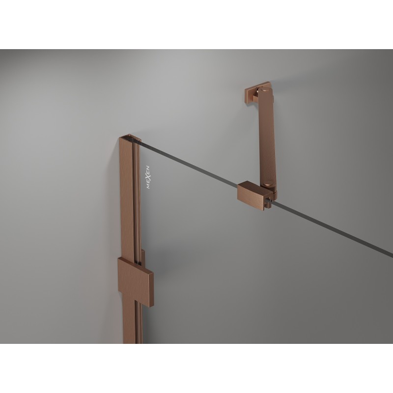Mexen Lunar Duo-Pendeltür für Dusche 170 cm, transparent, gebürstetes Kupfer - 834D-170-000-65-00