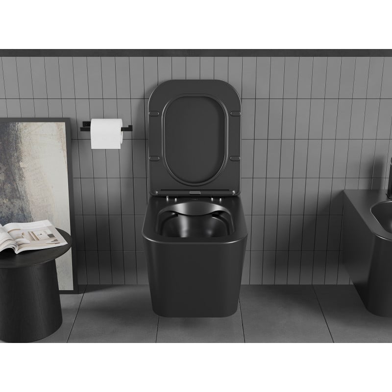 Mexen Teo WC-Schüssel Rimless mit langsam schließendem Slim-Sitz, Duroplast, schwarz matt - 30850685