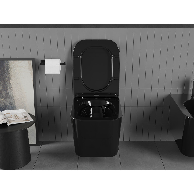 Mexen Teo WC-Schüssel Rimless mit Soft-Close-Slim-Sitz, Duroplast, schwarzer Glanz - 30854070