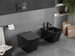 Mexen Teo WC-Schüssel Rimless mit Soft-Close-Slim-Sitz, Duroplast, schwarzer Glanz - 30854070