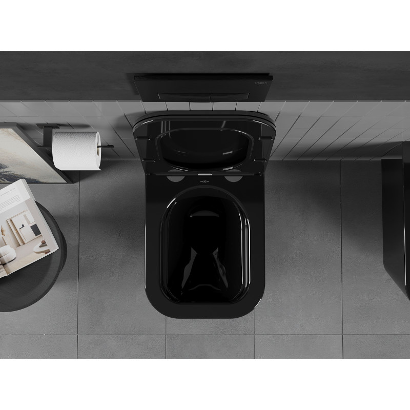 Mexen Teo WC-Schüssel Rimless mit Soft-Close-Slim-Sitz, Duroplast, schwarzer Glanz - 30854070
