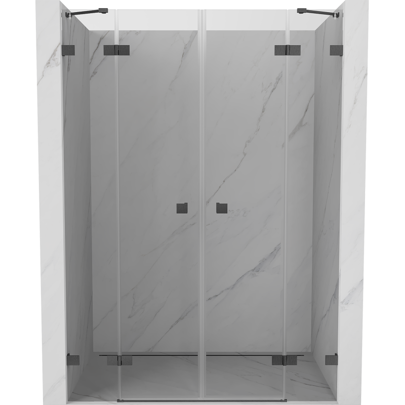 Mexen Lunar Duo Duschdrehtüren 160 cm, transparent, gebürstetes Gun Gray - 834D-160-000-66-00
