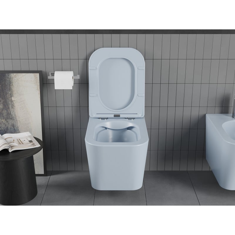Mexen Teo WC-Schüssel Rimless mit Slim-Absenkautomatik, Duroplast, Grau-Blau Matt - 30854069