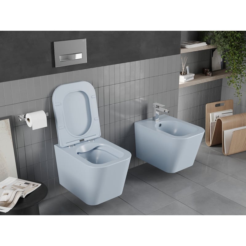 Mexen Teo WC-Schüssel Rimless mit Slim-Absenkautomatik, Duroplast, Grau-Blau Matt - 30854069