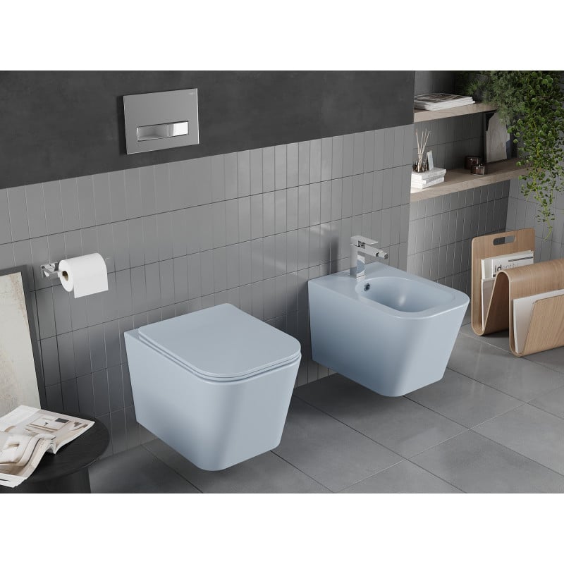 Mexen Teo WC-Schüssel Rimless mit Slim-Absenkautomatik, Duroplast, Grau-Blau Matt - 30854069