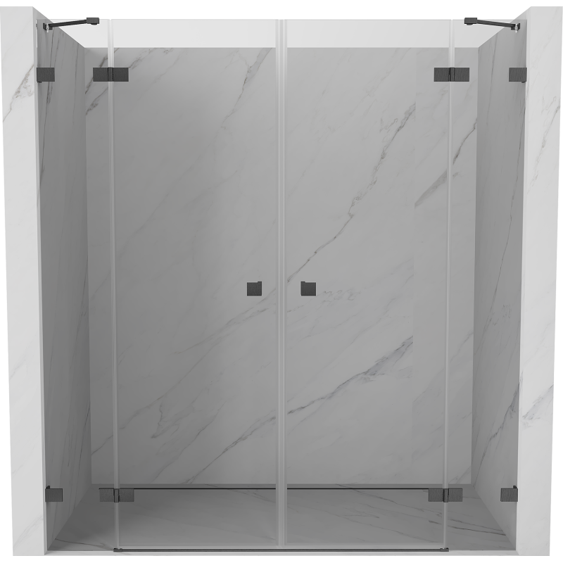 Mexen Lunar Duo-Pendeltüren 190 cm, transparent, gebürstetes Gewehrgrau - 834D-190-000-66-00