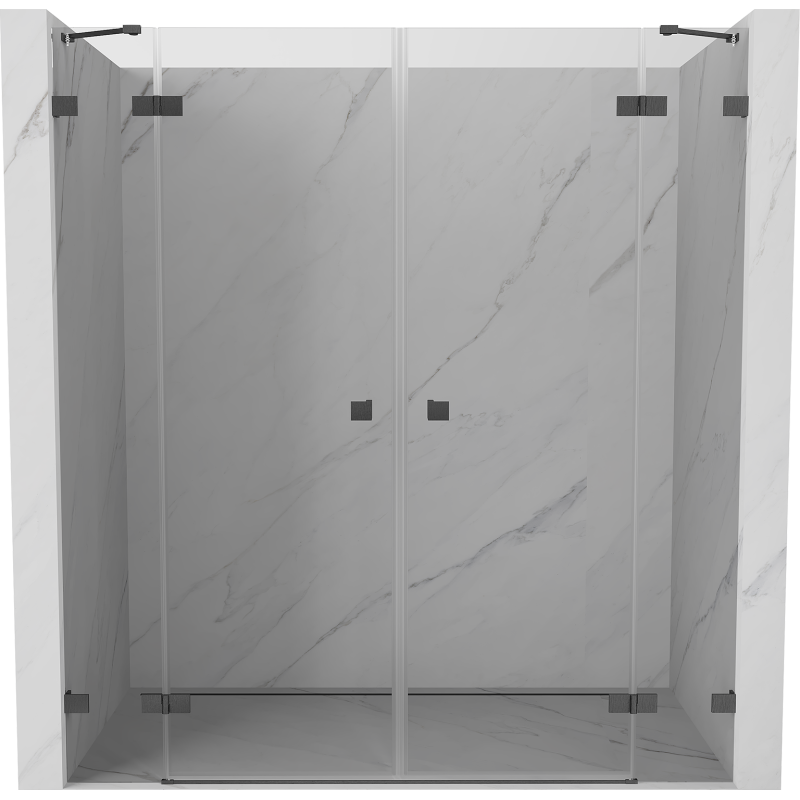 Mexen Lunar Duo Pendeltüren für die Dusche 200 cm, transparent, kanonengrau gebürstet - 834D-200-000-66-00