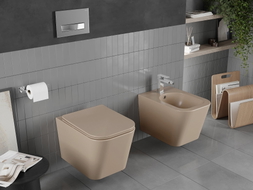Mexen Teo WC-Schüssel Rimless mit langsam schließendem Slim-Sitz, Duroplast, Cappuccino matt - 30854064