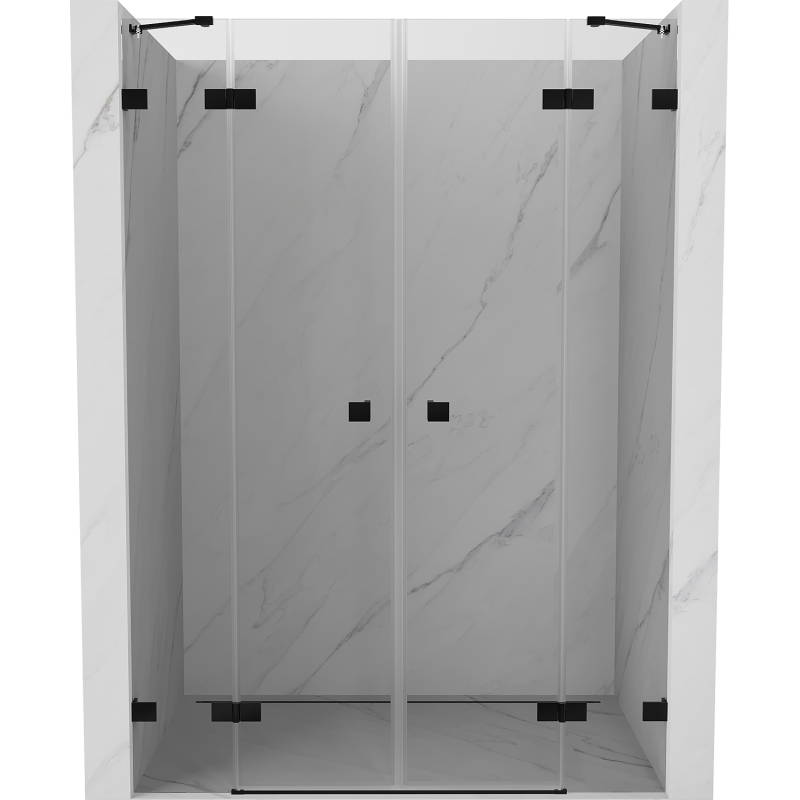 Mexen Lunar Duo Duschfalttüren 140 cm, transparent, schwarz - 834D-140-000-70-00