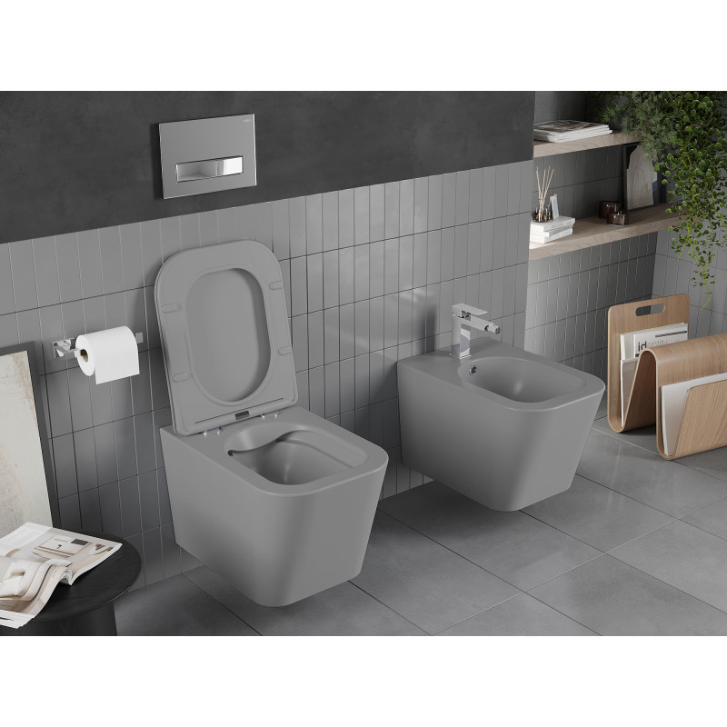 Mexen Teo Rimless WC-Schüssel mit Slim-Absenkautomatik, Duroplast, hellgrau matt - 30854061
