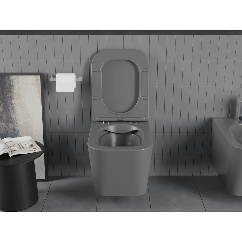 Mexen Teo WC-Schüssel Rimless mit Soft-Close-Slim-Sitz, Duroplast, dunkelgrau matt - 30854071