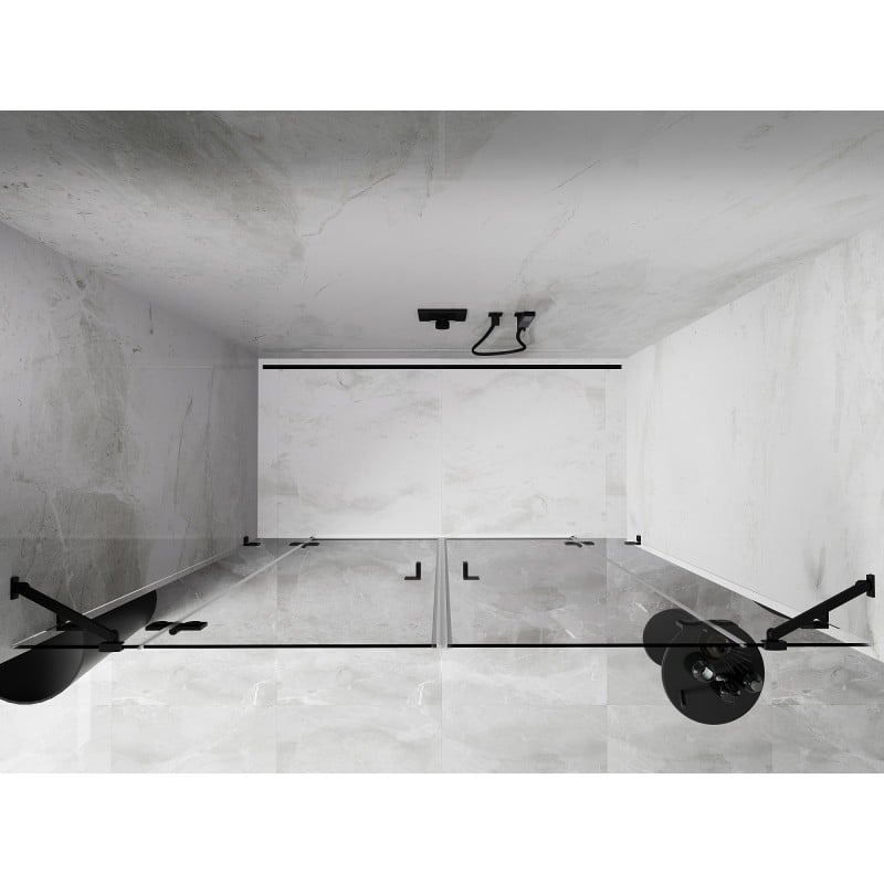 Mexen Lunar Duo Duschpendeltüren 170 cm, transparent, schwarz - 834D-170-000-70-00