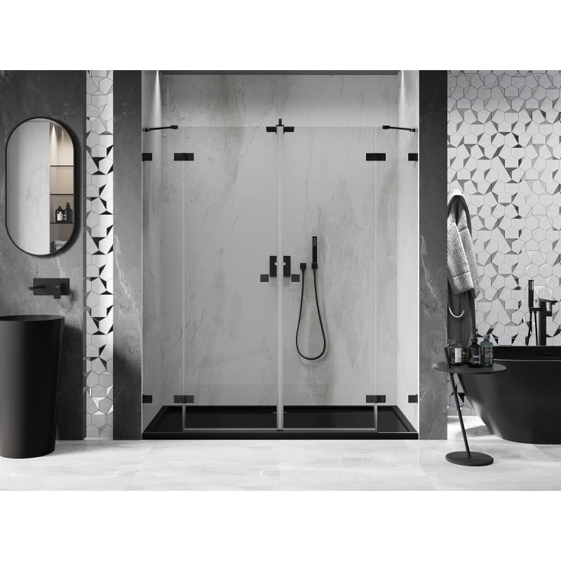 Mexen Lunar Duo Duschflügeltüren 190 cm, transparent, schwarz - 834D-190-000-70-00