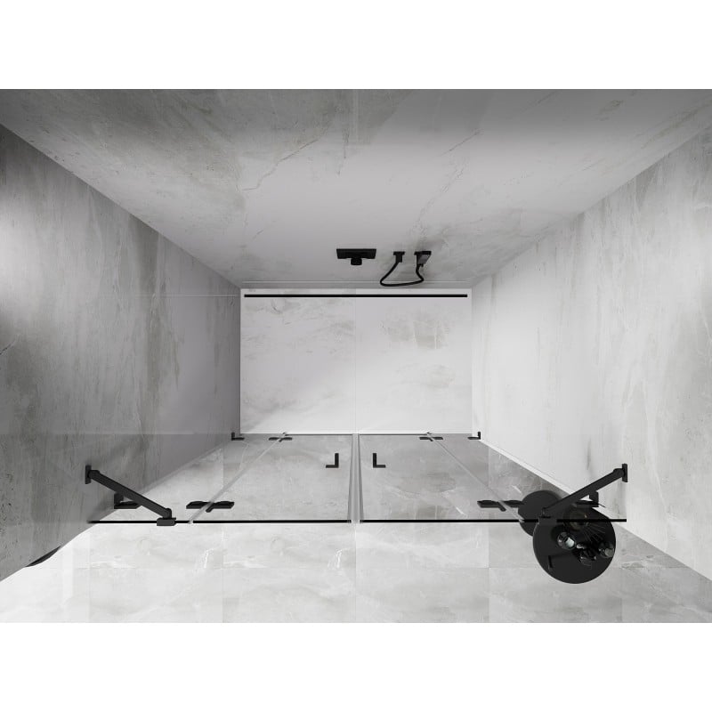 Mexen Lunar Duo Duschklapptüren 140 cm, transparent, Gun Metal - 834D-140-000-95-00