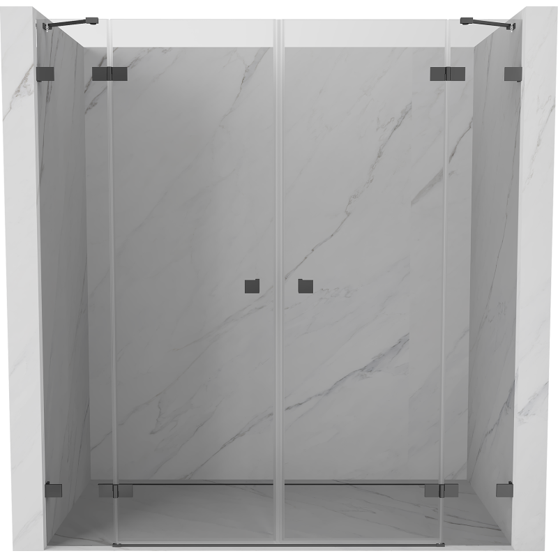 Mexen Lunar Duo Duschtür, schwenkbar 170 cm, transparent, Gun Metal - 834D-170-000-95-00