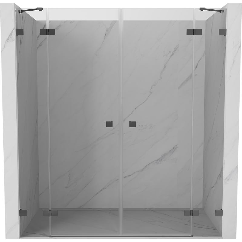 Mexen Lunar Duo-Duschfaltüren 200 cm, transparent, Gun Metal - 834D-200-000-95-00