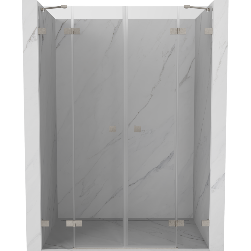 Mexen Lunar Duo Duschdrehtür 140 cm, transparent, gebürstetes Nickel - 834D-140-000-97-00