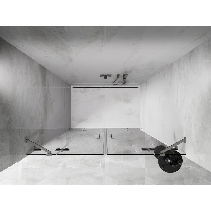 Mexen Lunar Duo Duschdrehtür 140 cm, transparent, gebürstetes Nickel - 834D-140-000-97-00
