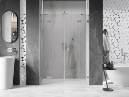 Mexen Lunar Duo Duschdoppeltür 160 cm, transparent, gebürsteter Nickel - 834D-160-000-97-00