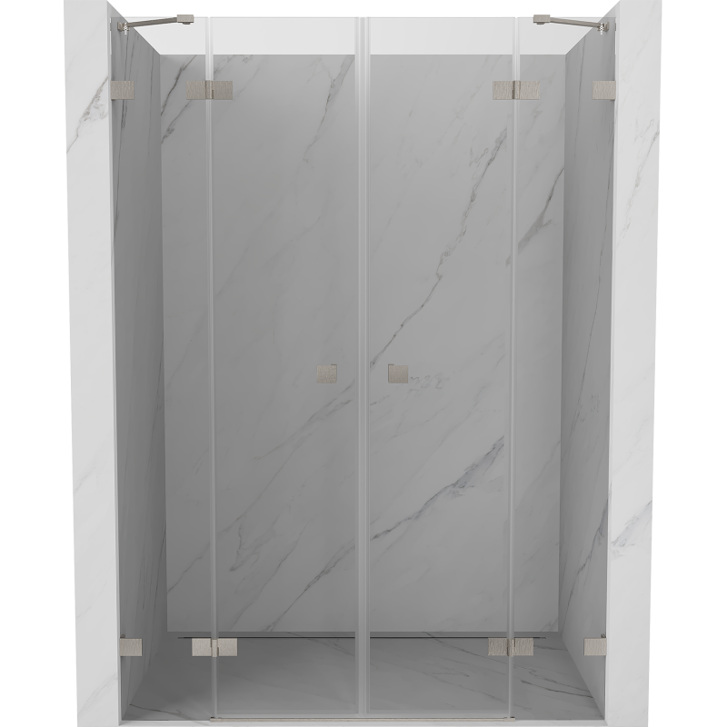 Mexen Lunar Duo Duschdoppeltür 160 cm, transparent, gebürsteter Nickel - 834D-160-000-97-00