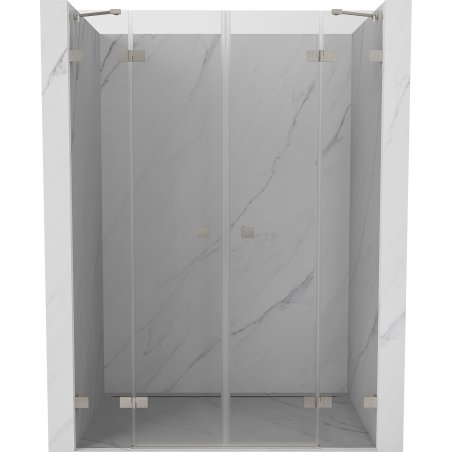 Mexen Lunar Duo Duschdoppeltür 160 cm, transparent, gebürsteter Nickel - 834D-160-000-97-00