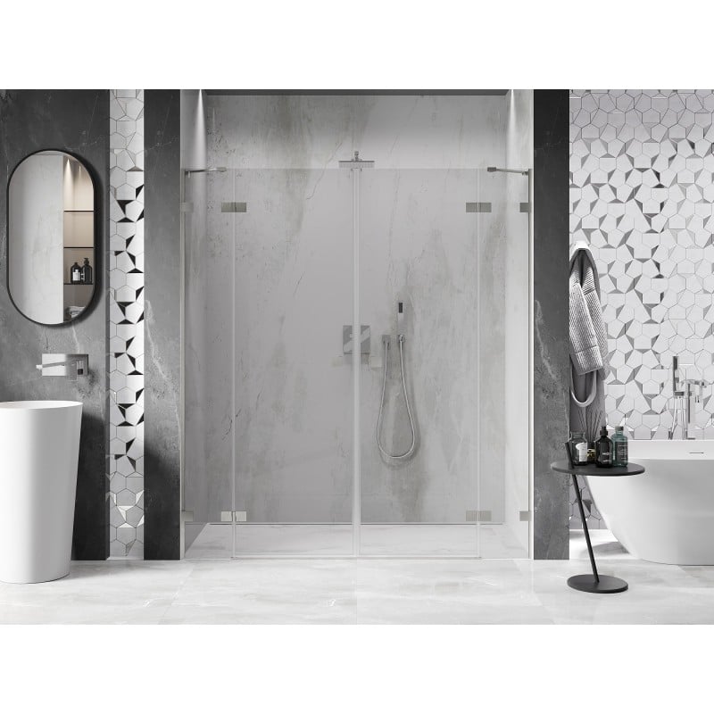 Mexen Lunar Duo Duschpendeltüren 170 cm, transparent, gebürsteter Nickel - 834D-170-000-97-00