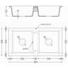 Mexen Mario Granitspüle 2-Kammer 820 x 436 mm, beige, goldener Siphon - 6504822000-69-G