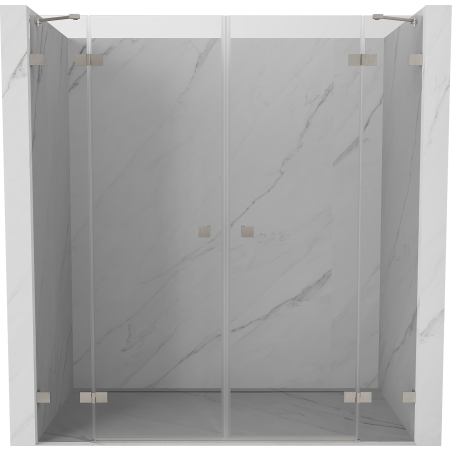 Mexen Lunar Duo-Pendeltüren für Dusche 180 cm, transparent, gebürstetes Nickel - 834D-180-000-97-00