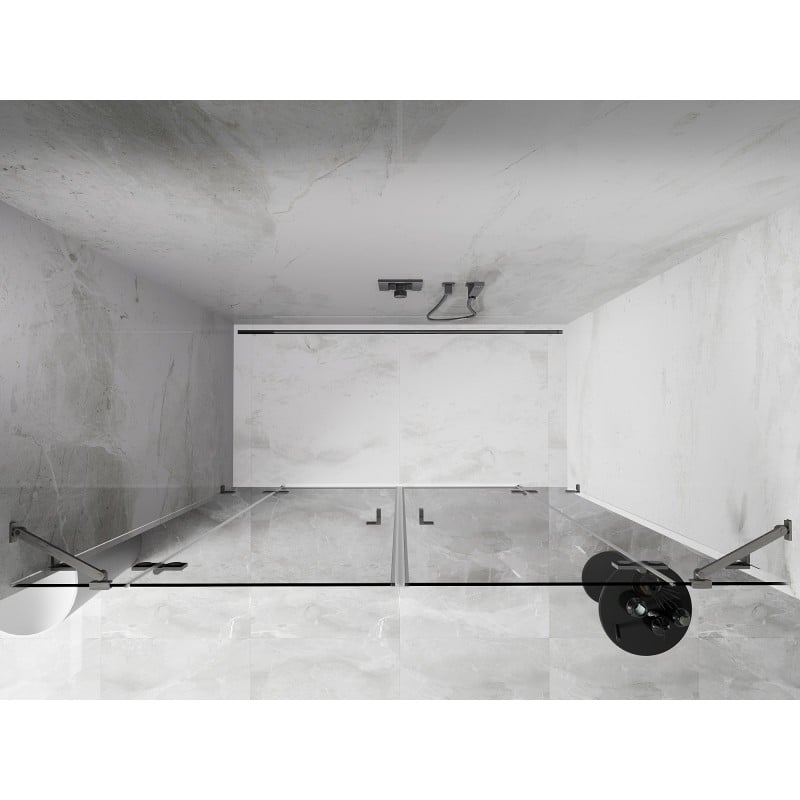Mexen Lunar Duo Duschpendeltüren 200 cm, transparent, gebürsteter Nickel - 834D-200-000-97-00