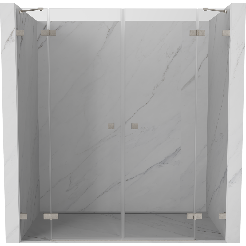 Mexen Lunar Duo Duschpendeltüren 200 cm, transparent, gebürsteter Nickel - 834D-200-000-97-00