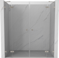 Mexen Lunar Duo Duschpendeltüren 200 cm, transparent, gebürsteter Nickel - 834D-200-000-97-00