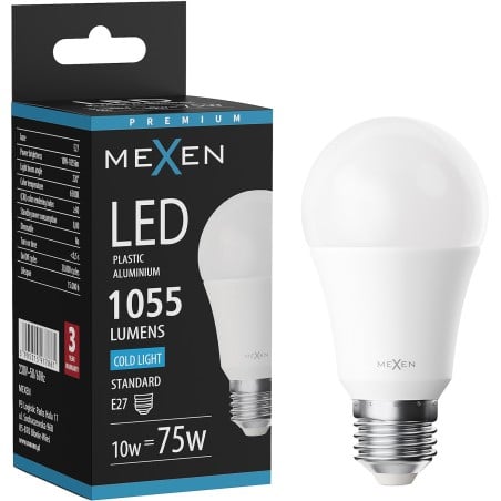 Mexen Nova LED-Glühbirne E27, A60, 10W, Kalt - 6500K, 1055 lm - L100-E27-1065-01