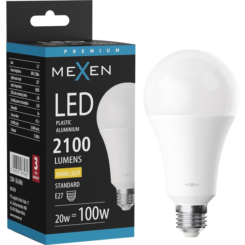 Mexen Nova LED-Glühbirne E27, A70, 20W, Warm - 3000K, 2100 lm - L100-E27-2030-01