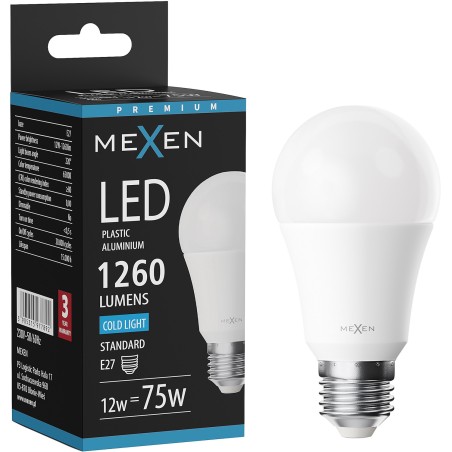 Mexen Nova LED-Glühbirne E27, A60, 12W, Kalt - 6500K, 1260 lm - L100-E27-1265-01