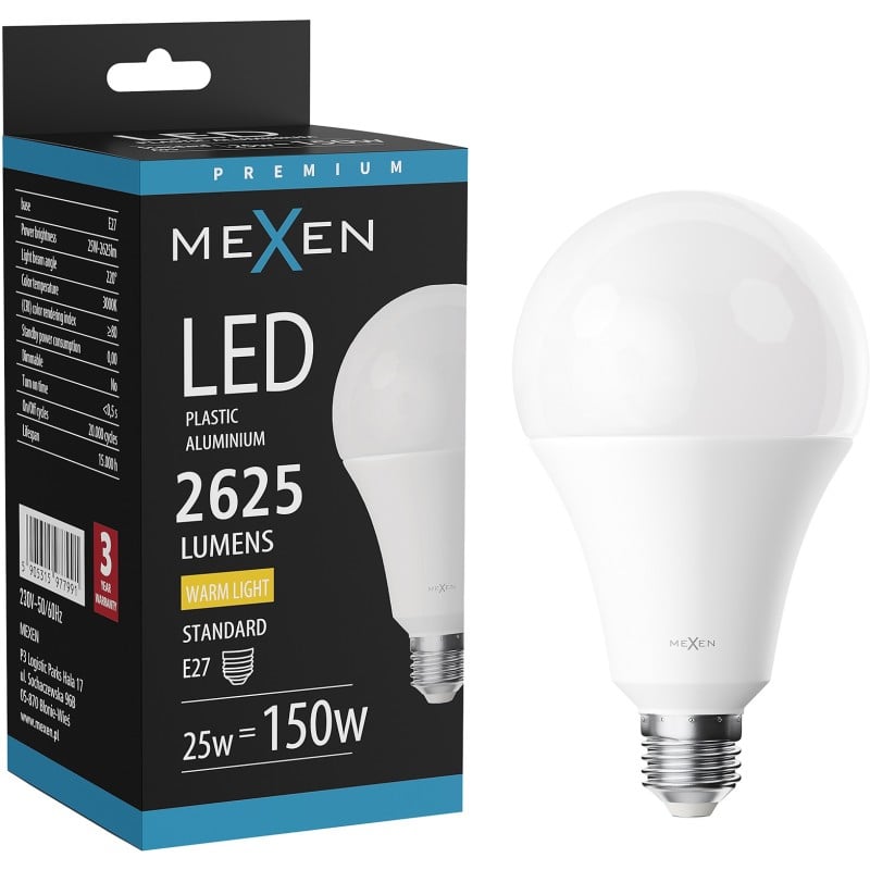 Mexen Nova LED-Lampe E27, A95, 25W, Warm - 3000K, 2625 lm - L100-E27-2530-01