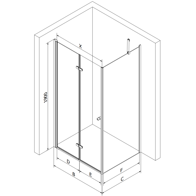 Mexen Lima faltbare Duschkabine 100 x 120 cm, transparent, schwarz - 856-100-120-70-00