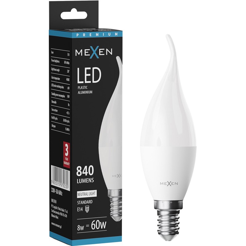 Mexen Nova LED-Kerzenbirne E14, C37, 8W, Neutral - 4000K, 840 lm - L106-E14-0840-01