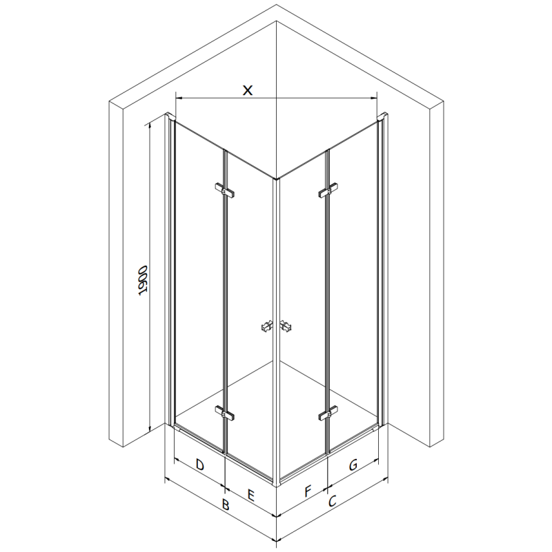 Mexen Lima Duo Duschkabine faltbar 90 x 90 cm, transparent, Chrom - 856-090-090-02-00