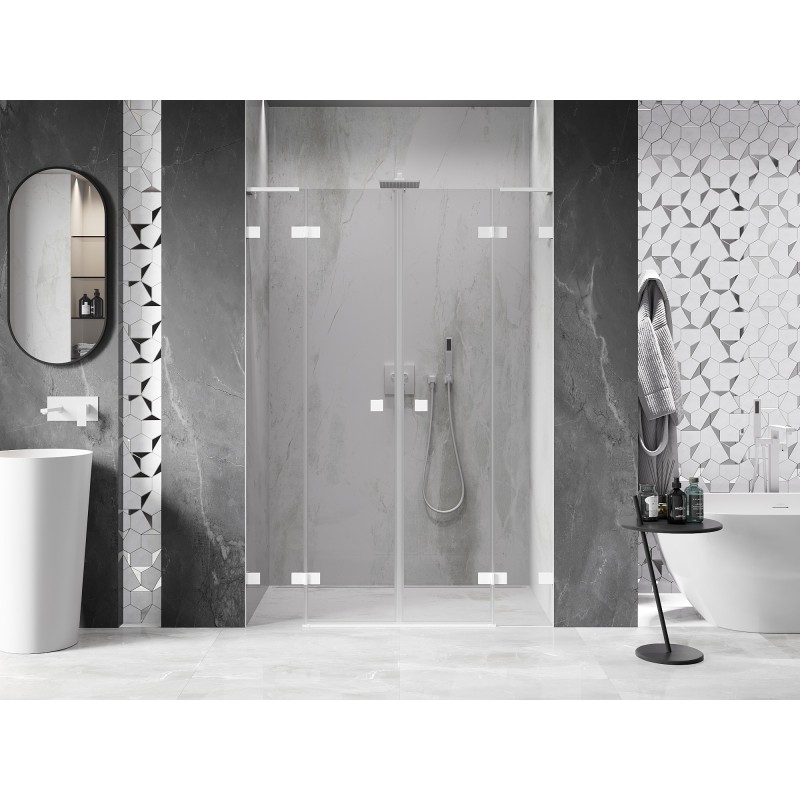 Mexen Lunar L Duo Duschtüren, schwenkbar, 150 cm, transparent, weiß - 834DL-150-000-20-00