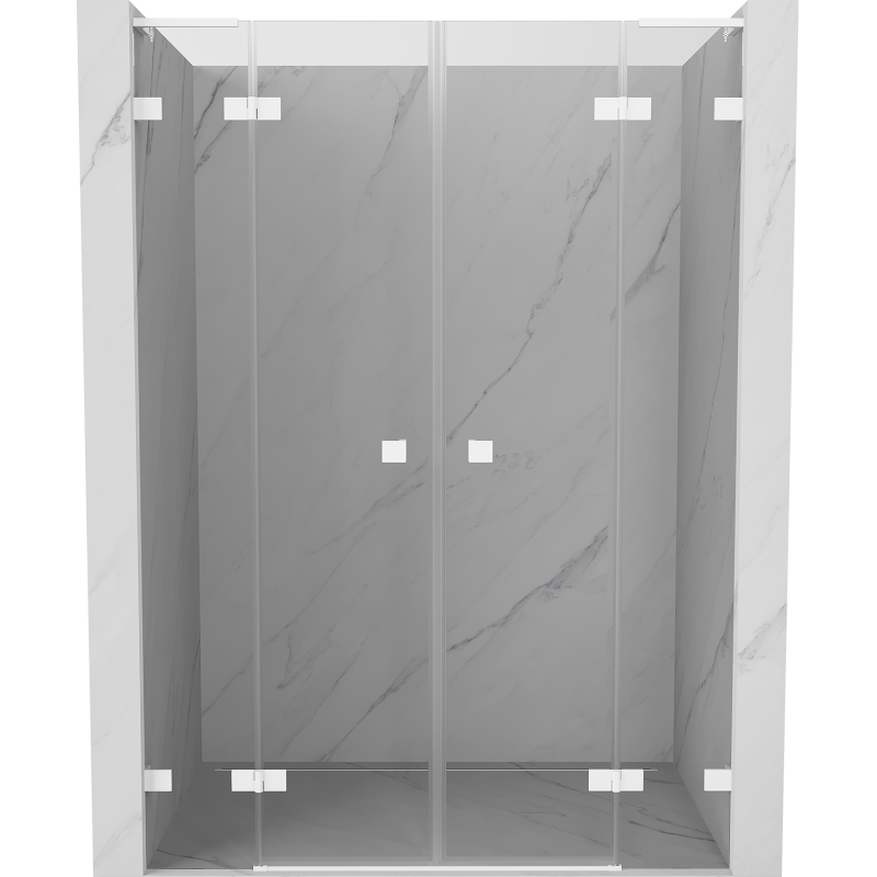 Mexen Lunar L Duo Duschtüren, schwenkbar, 150 cm, transparent, weiß - 834DL-150-000-20-00