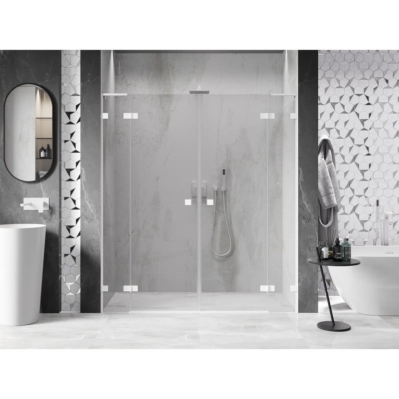Mexen Lunar L Duo-Pendeltüren für Dusche 170 cm, transparent, weiß - 834DL-170-000-20-00